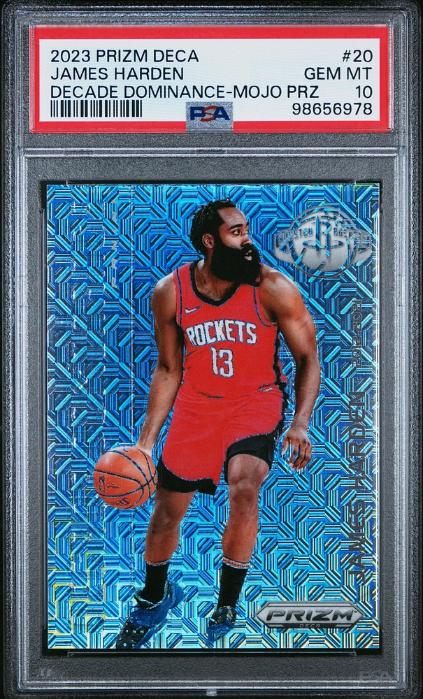 2023 Panini Prizm Deca Decade Dominance 20 James Harden Mojo Prizm PSA 10