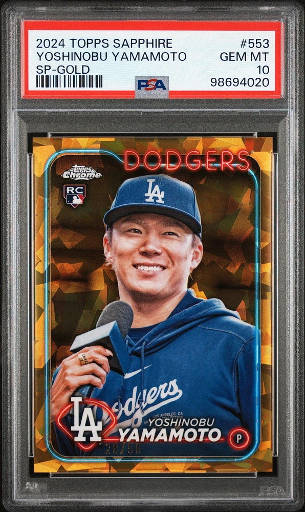 2024 Topps Chrome Sapphire 553 Yoshinobu Yamamoto Sp-gold PSA 10