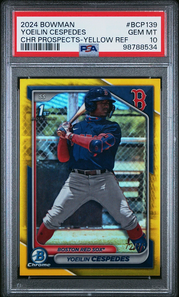 2024 Bowman Chrome Prospects Bcp139 Yoeilin Cespedes Yellow Refractor PSA 10