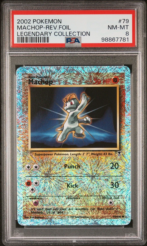 2002 Pokemon Legendary Collection 79 Machop-reverse Foil PSA 8