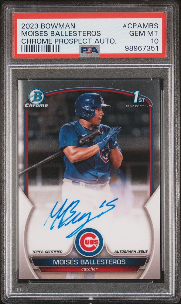 2023 Bowman Chrome Prospect Autographs Cpambs Moises Ballesteros PSA 10