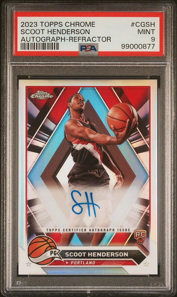 2023 Topps Chrome Topps Chrome Autographs Cgsh Scoot Henderson Refractor PSA 9