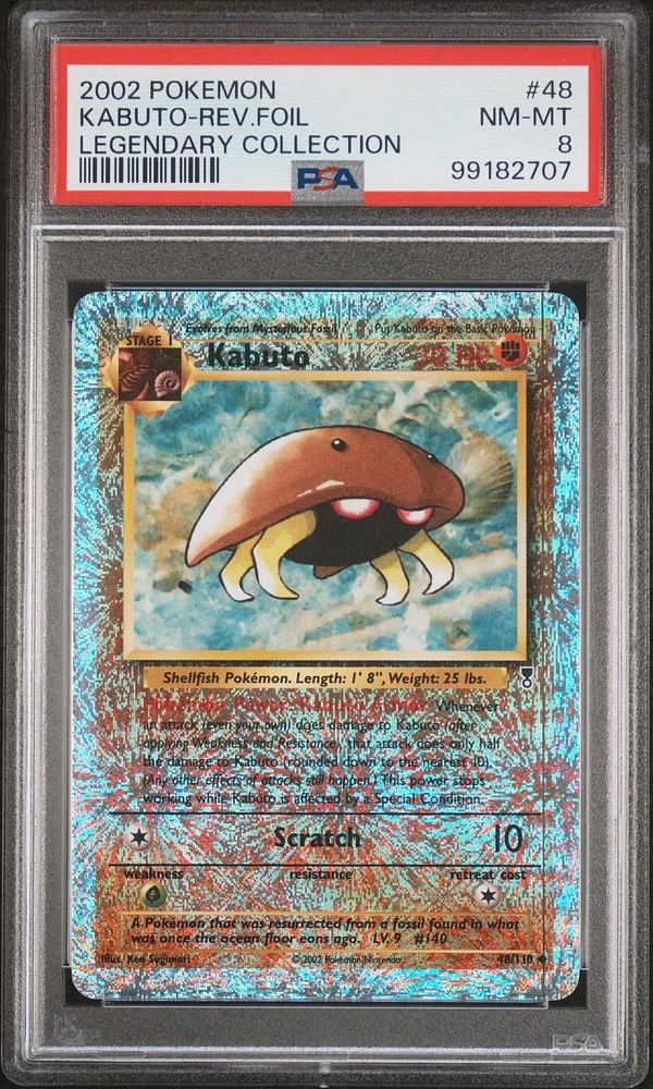 2002 Pokemon Legendary Collection 48 Kabuto-reverse Foil PSA 8