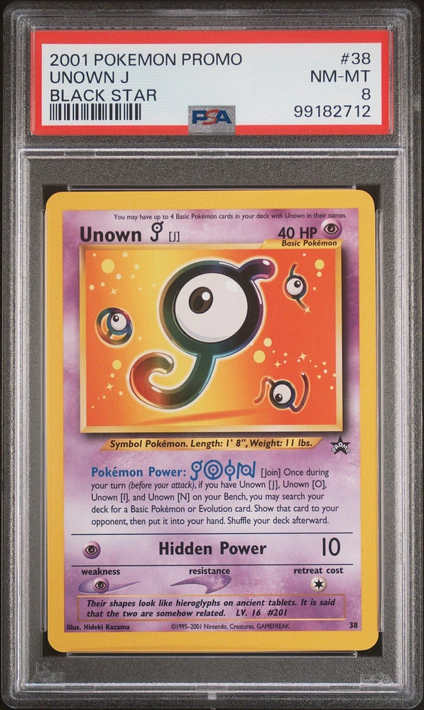2001 Pokemon Promo Black Star 38 Unown J PSA 8