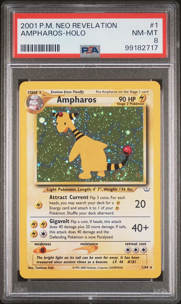 2001 Pokemon Neo Revelation 1 Ampharos-holo PSA 8