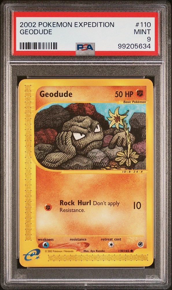 2002 Pokemon Expedition 110 Geodude PSA 9