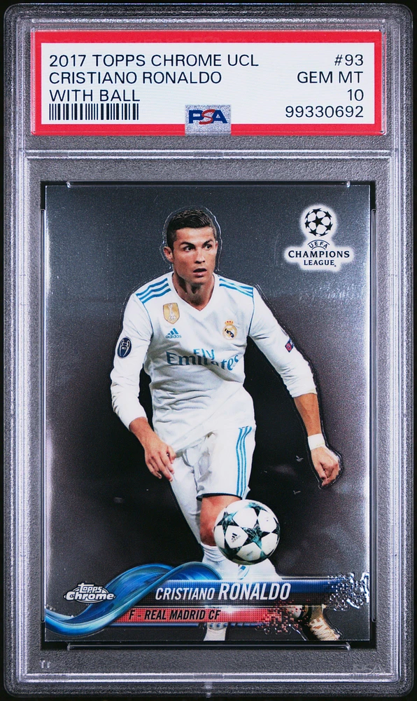 2017 Topps Chrome Uefa Champions League 93 Cristiano Ronaldo With Ball PSA 10