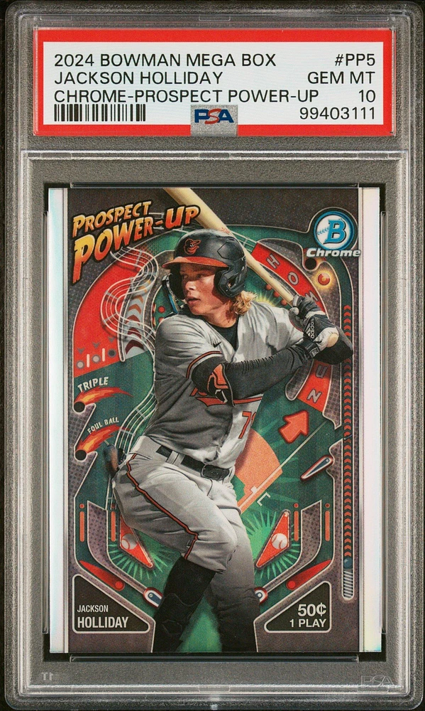 2024 Bowman Mega Box Chrome Prospect Power-up Pp5 Jackson Holliday PSA 10