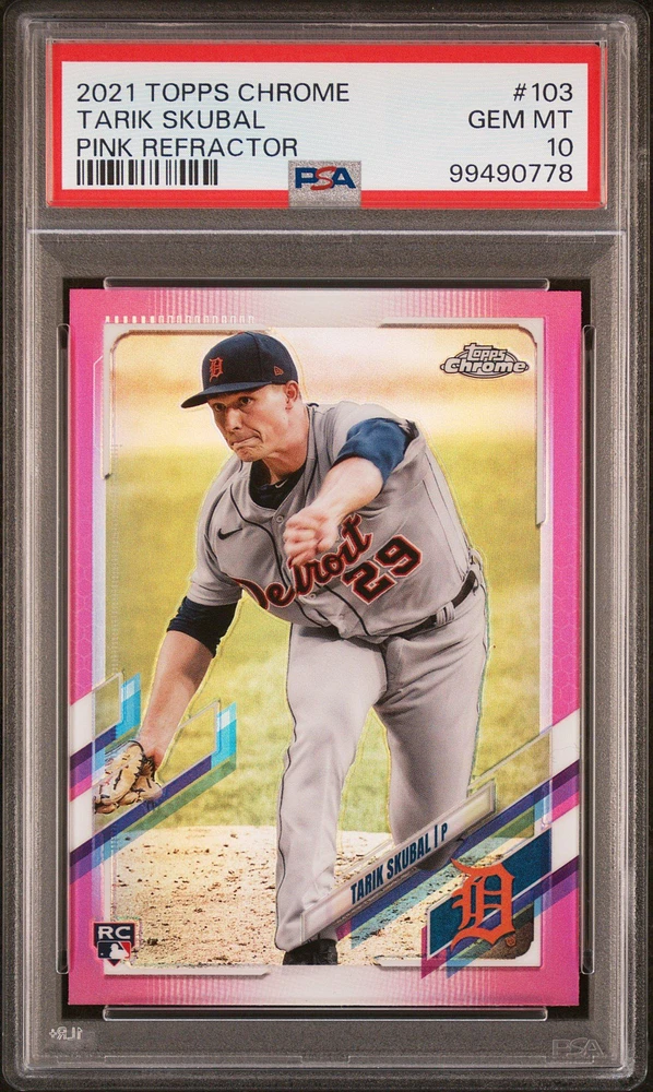 2021 Topps Chrome 103 Tarik Skubal Pink Refractor PSA 10