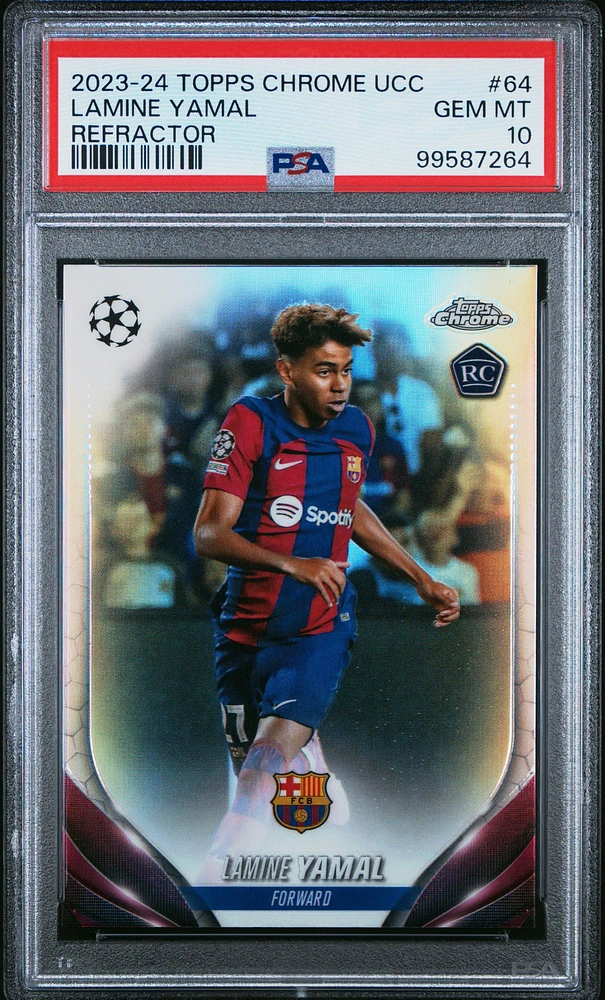 2023-24 Topps Chrome Uefa Club Competitions 64 Lamine Yamal Refractor PSA 10