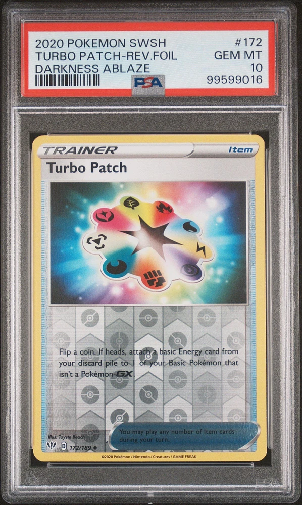 2020 Pokemon Sword & Shield Darkness Ablaze 172 Turbo Patch-reverse Foil PSA 10