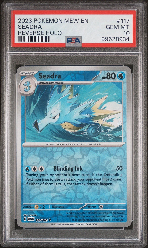 2023 Pokemon Mew En-151 117 Seadra Reverse Holo PSA 10