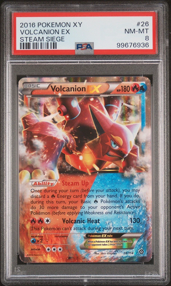 2016 Pokemon Xy Steam Siege 26 Volcanion Ex PSA 8