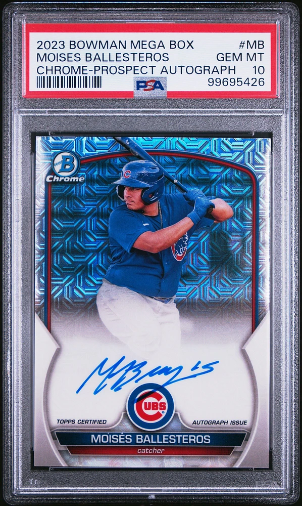 2023 Bowman Mega Box Chrome Prospect Autographs Mb Moises Ballesteros PSA 10