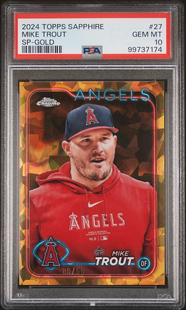 2024 Topps Chrome Sapphire 27 Mike Trout Sp-gold PSA 10