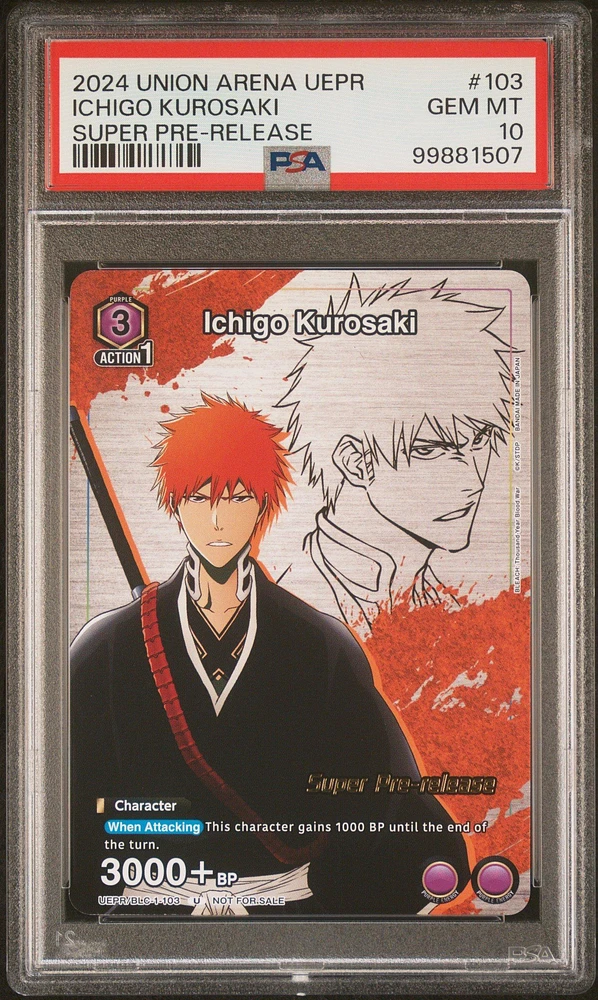 2024 Union Arena Uepr-promos 103 Ichigo Kurosaki Super Pre-release PSA 10