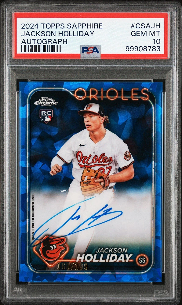 2024 Topps Chrome Sapphire Chrome Sapphire Autographs Csajh Jackson Holliday PSA 10