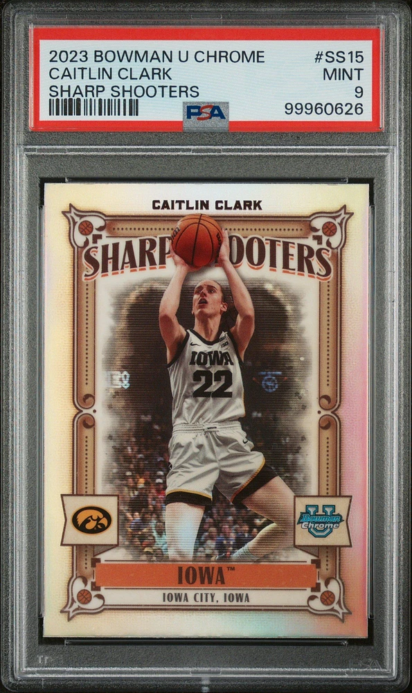 2023 Bowman University Chrome Sharp Shooters Ss15 Caitlin Clark PSA 9