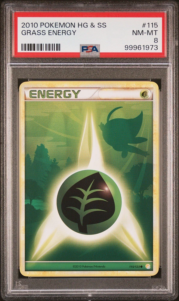 2010 Pokemon Heartgold & Soulsilver 115 Grass Energy PSA 8