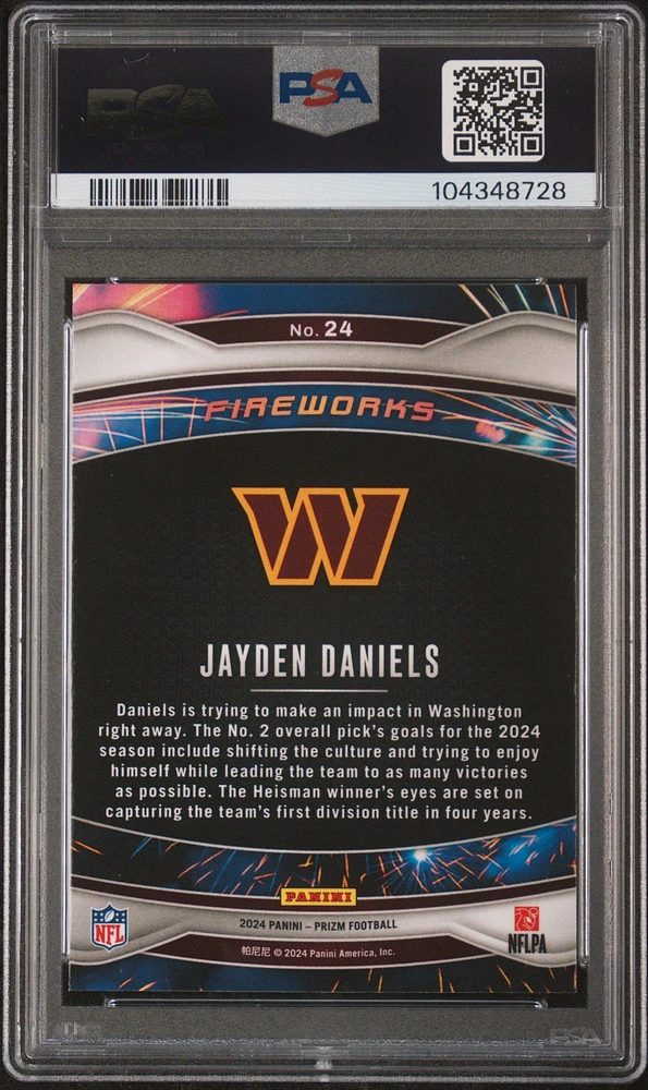 2024 Panini Prizm Fireworks 24 Jayden Daniels PSA 10