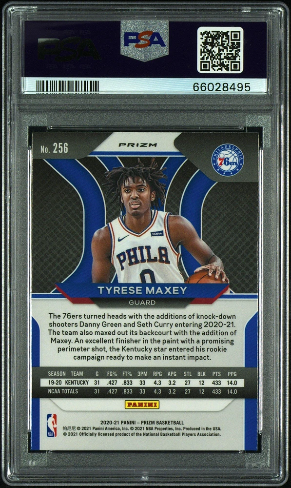 2020 Panini Prizm 256 Tyrese Maxey Silver Prizm PSA 9