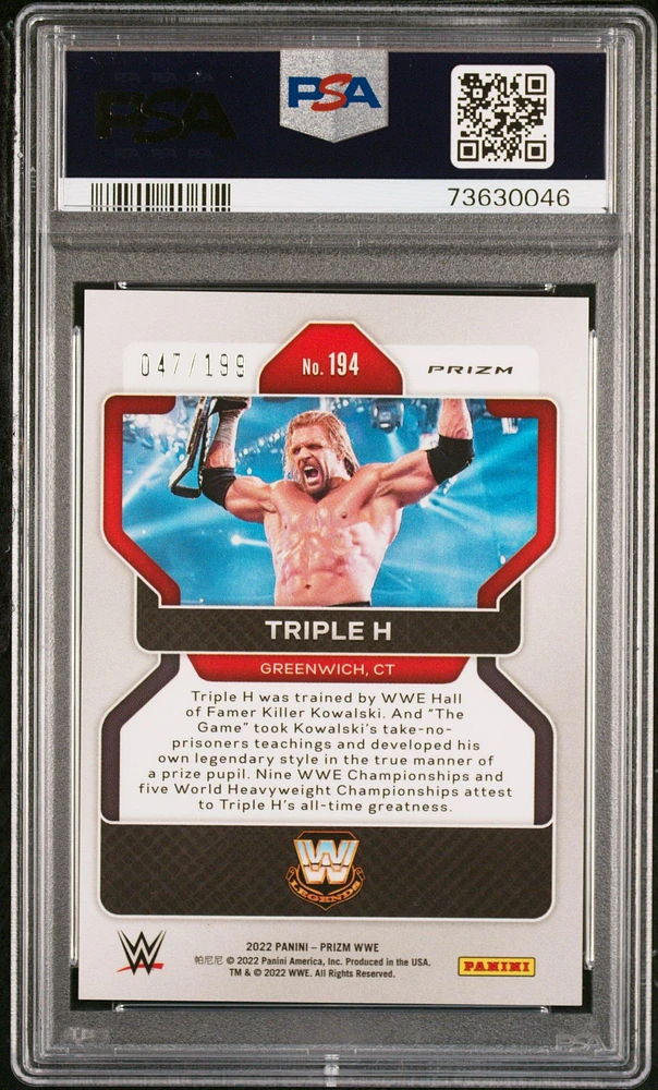 2022 Panini Prizm Wwe 194 Triple H Blue Prizm PSA 10