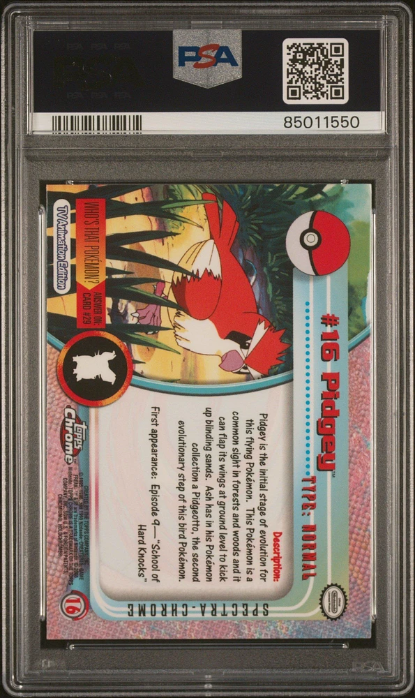 2000 Topps Chrome Pokemon T.v. 16 Pidgey Spectra PSA 8