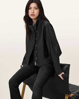 Ryder Funnel Neck Leather Jacket