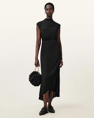 Rayanna Pleated Satin Midi Dress