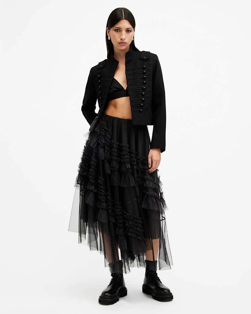 Jen Tulle Asymmetric Maxi Skirt
