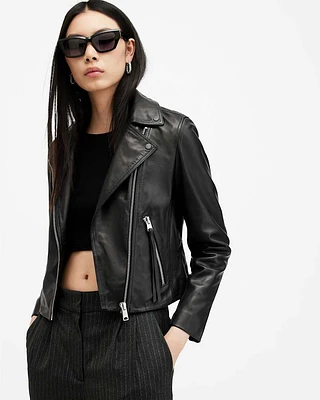 Dalby Slim Fit Leather Biker Jacket