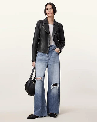 Vela Slim Fit Leather Biker Jacket