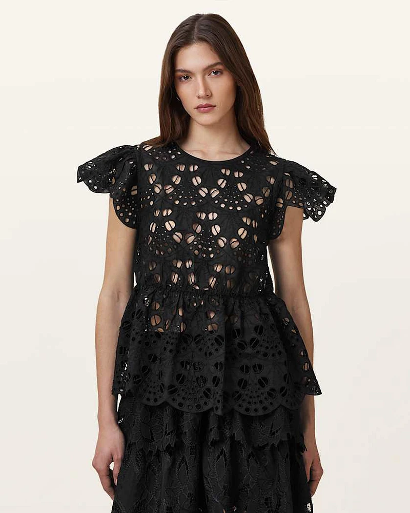 Meadow Embroidered Short Sleeve Top