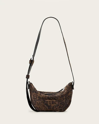 Madea Leopard Print Suede Crossbody Bag