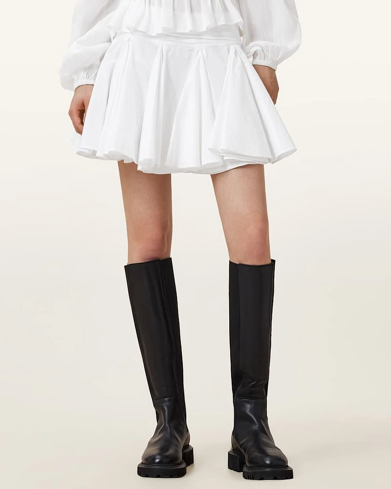 Tulip White Cotton Mini Skirt