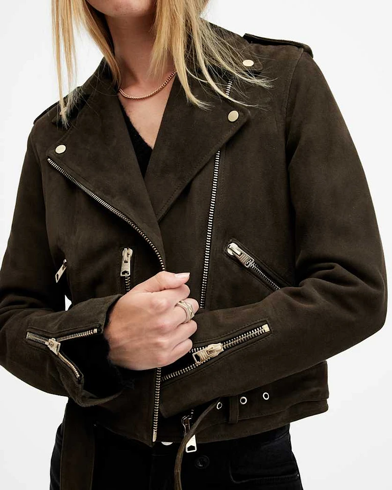 Balfern Belted Suede Biker Jacket