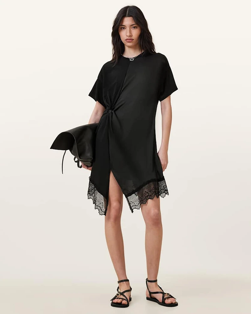 Lana Lace Trim Mini T-Shirt Dress
