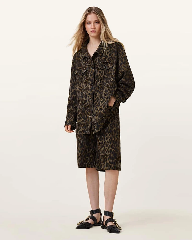 Willow Leopard Print Denim Jacket