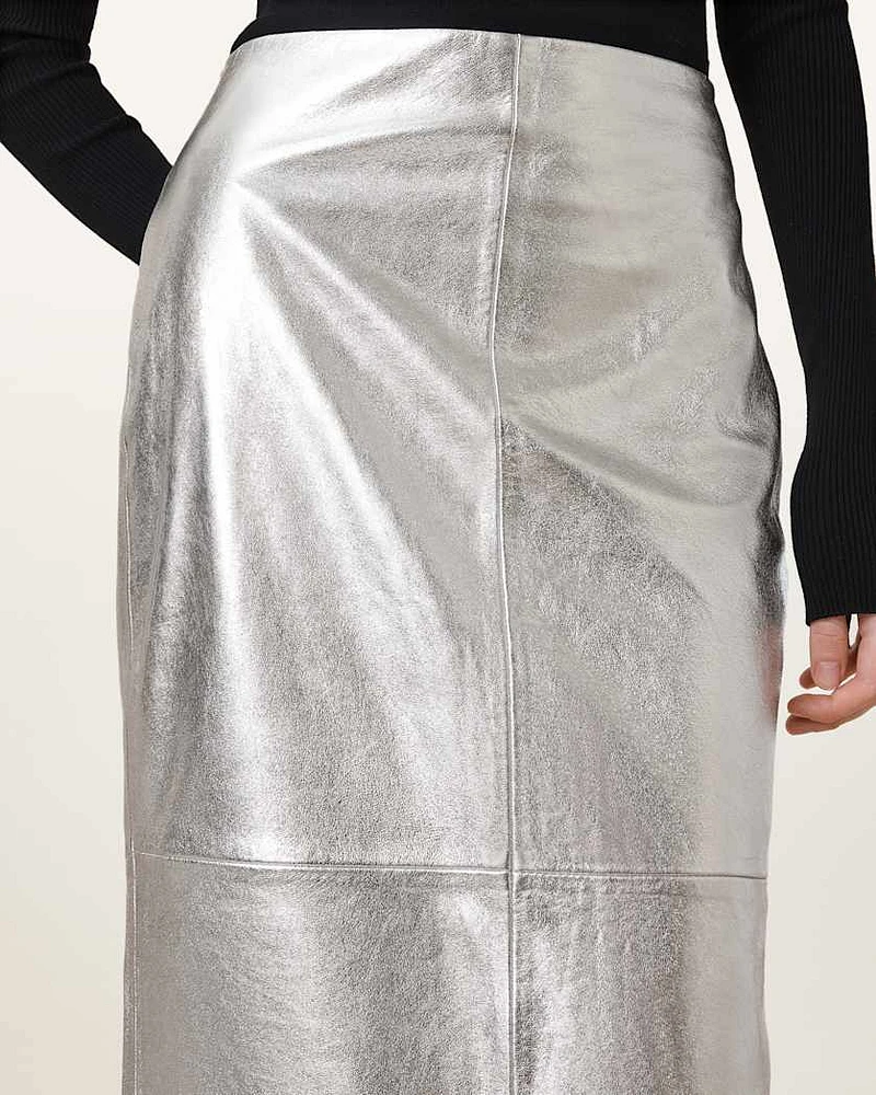 Renai Slim Fit Leather Pencil Skirt
