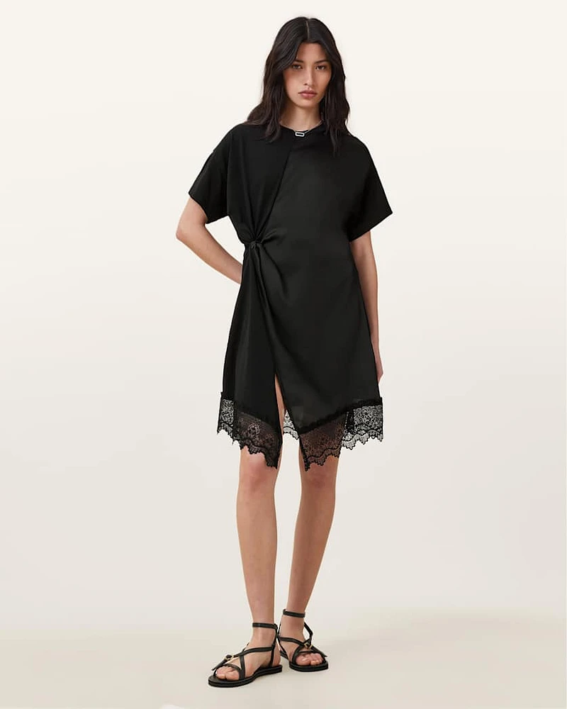 Lana Lace Trim Mini T-Shirt Dress