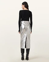 Renai Slim Fit Leather Pencil Skirt