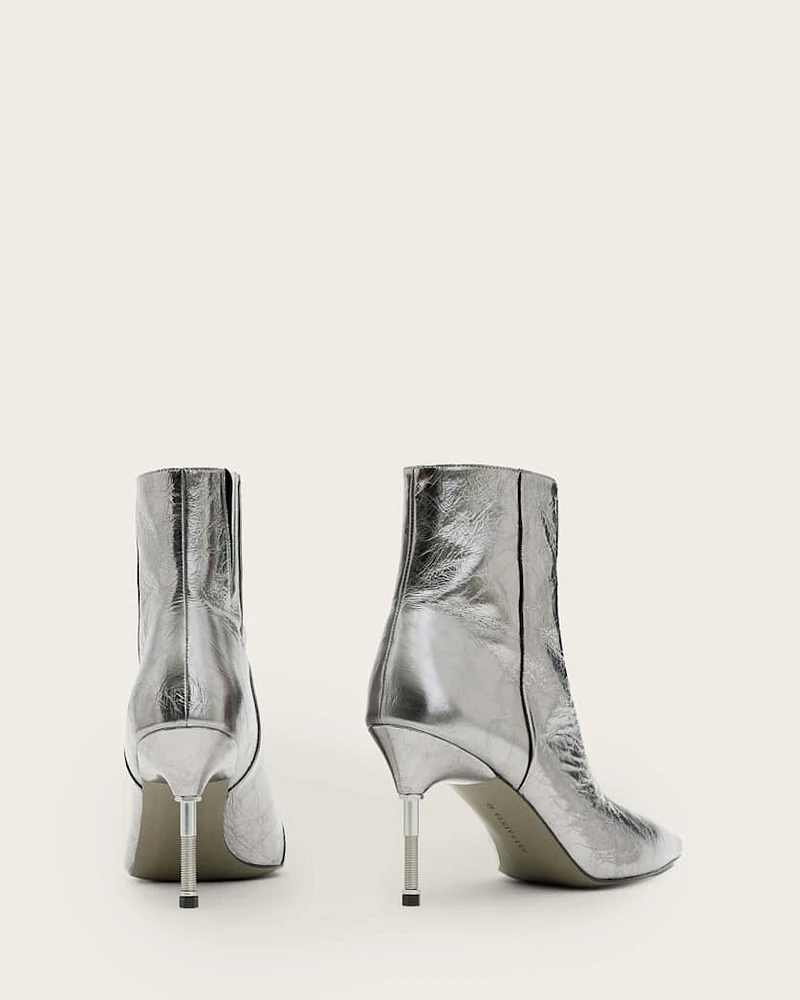 Natasha Pointed Metallic Leather Boots