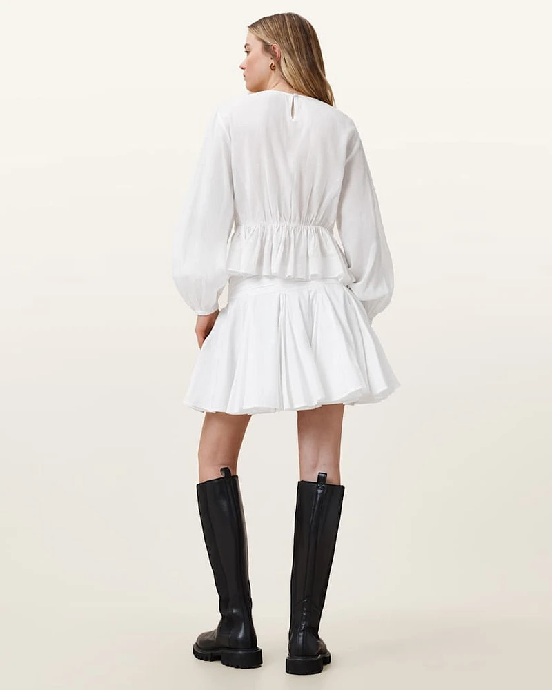 Tulip White Cotton Mini Skirt