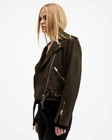 Balfern Belted Suede Biker Jacket