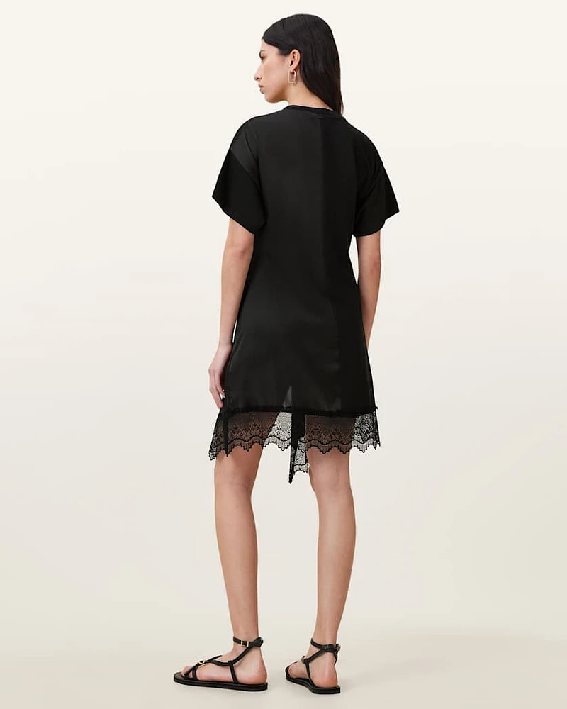 Lana Lace Trim Mini T-Shirt Dress
