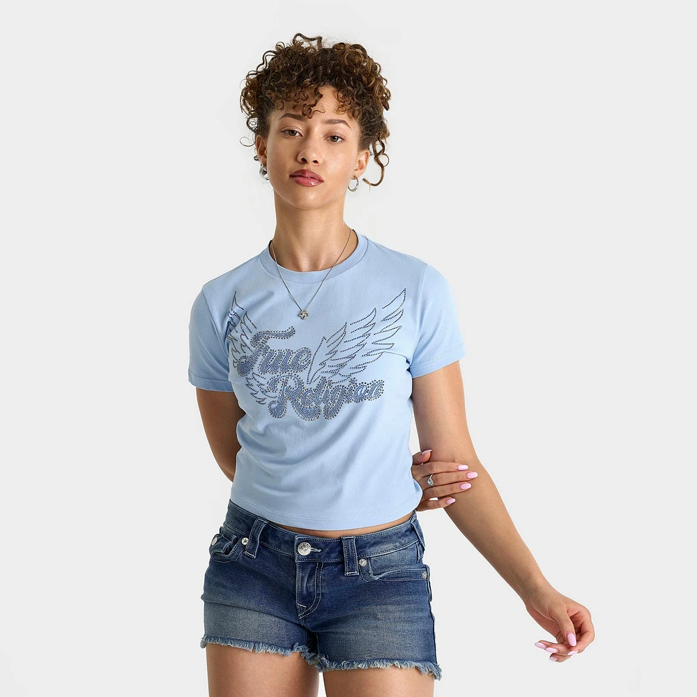 Women's True Religion Crystal Wing Short-Sleeve Baby T-Shirt