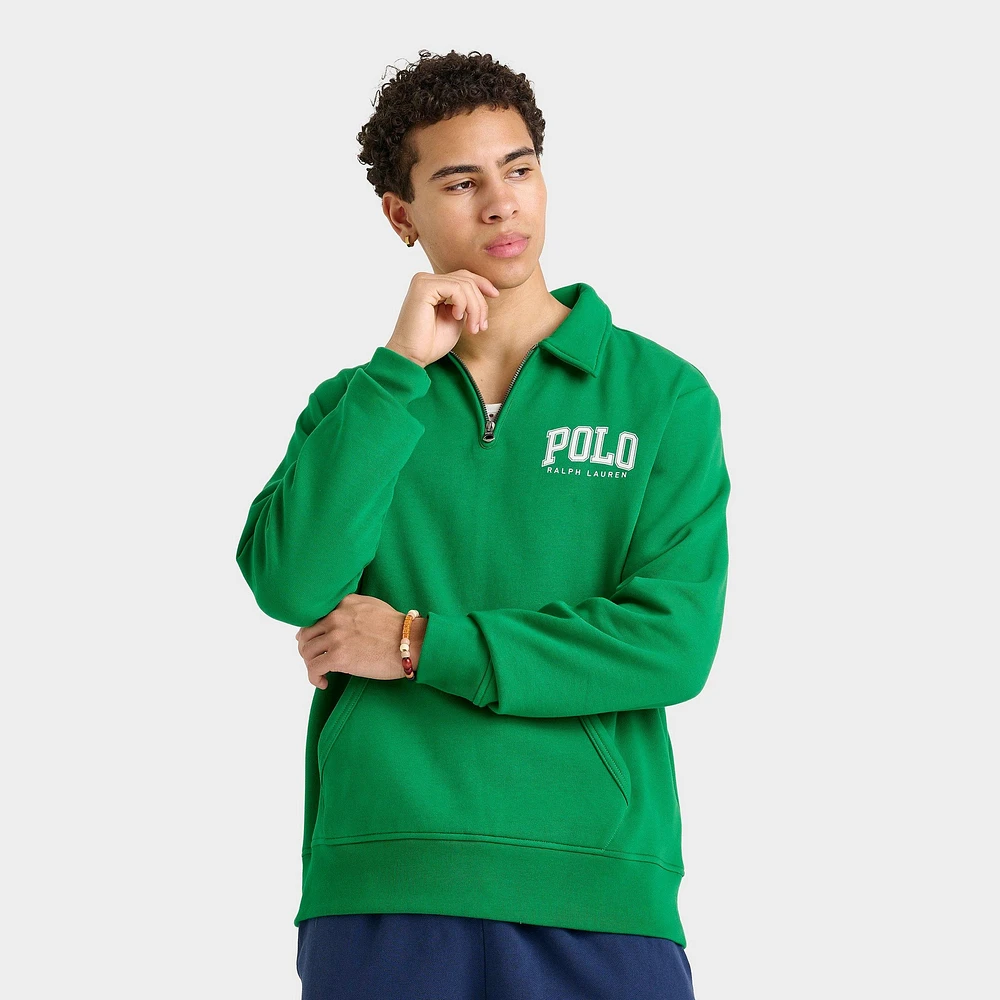 Men's Polo Ralph Lauren Arch Logo Quarter-Zip Collared Fleece Sweatshirt
