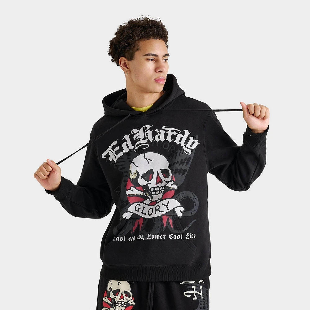 Men's Ed Hardy Death Or Glory Skull Graphic Pullover Hoodie