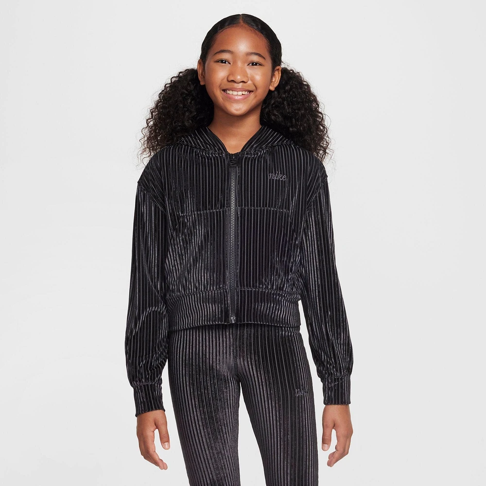 Girls' Nike Sportswear Ribbed Full-Zip Hoodie