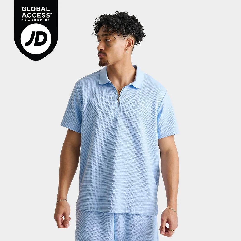 Men's adidas Originals Trefoil Essentials Waffle Zip Polo Shirt